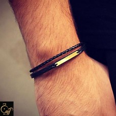 دستبند مردانه طلا - طرح سطح صاف
