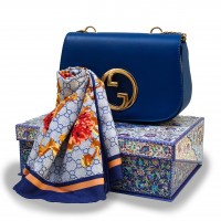 gucci  green bag and scarf set